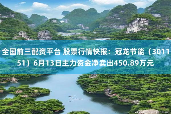 全国前三配资平台 股票行情快报：冠龙节能（301151）6月13日主力资金净卖出450.89万元