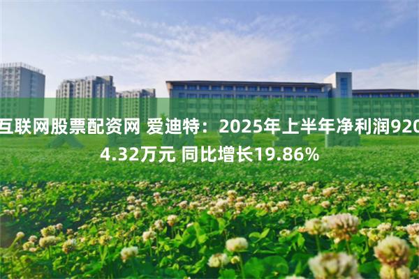 互联网股票配资网 爱迪特：2025年上半年净利润9204.32万元 同比增长19.86%